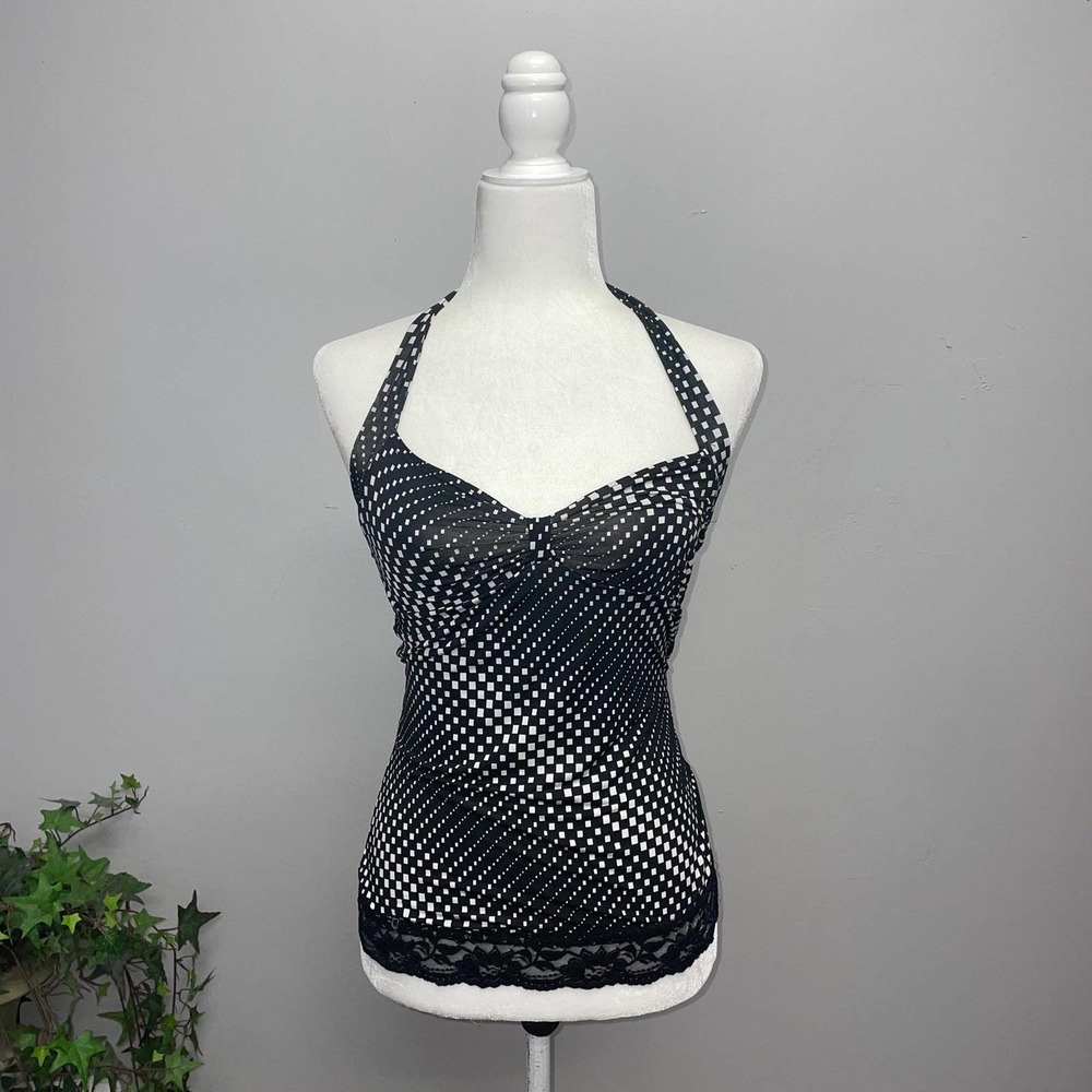 Wet seal vintage Y2K era black and white halter top size small